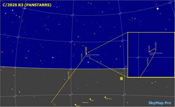 パンスターズ彗星 C/2025 R3 の位置図